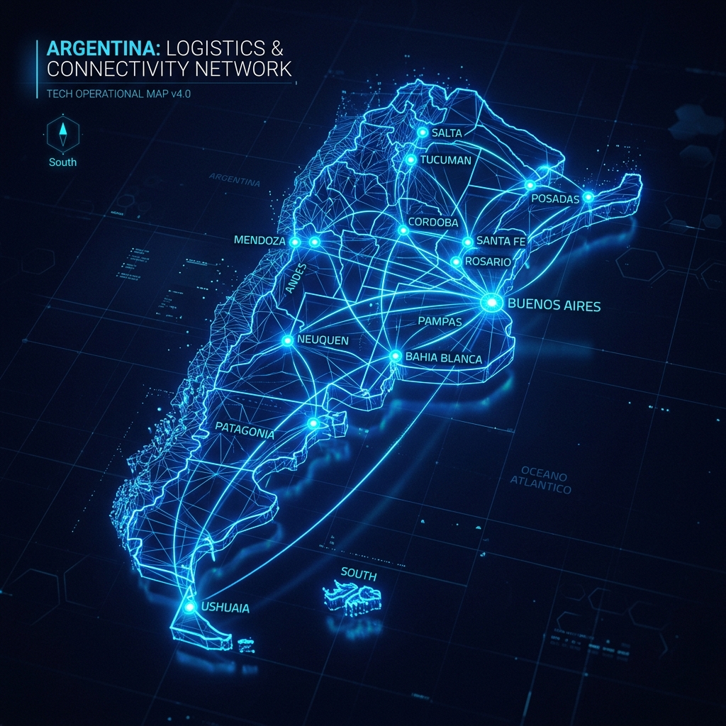 Mapa de puntos operativos en Argentina